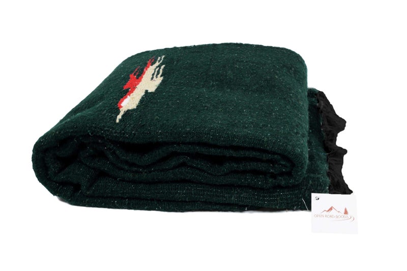 Open Road Goods Yoga Blanket - Thick Mexican Thunderbird Blanket - Handmade and Made for Yoga! (Dark Green) - Image 3